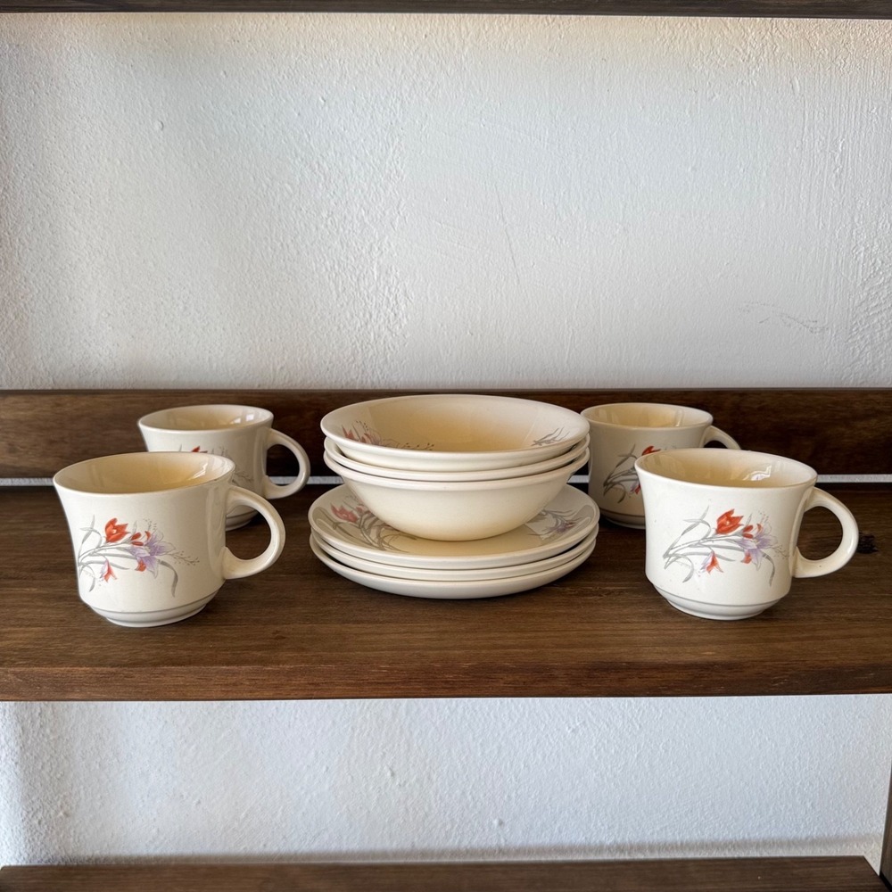 Vintage Floral Dish Set 10 Pc Plates Bowls Cups Cottagecore Kitchen Grandma Farm